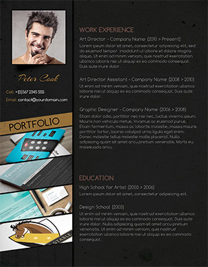 black portfolio resume