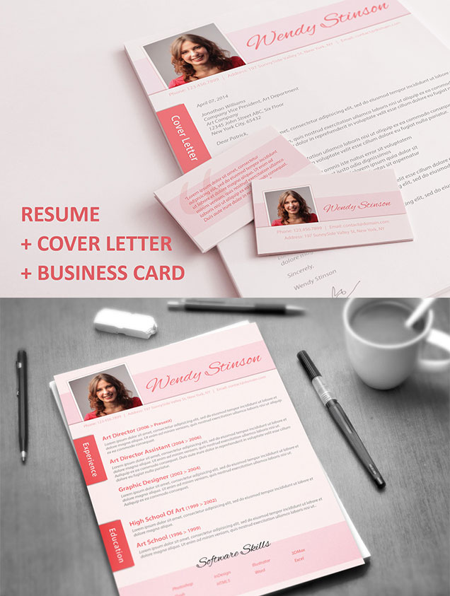 resume cover letter business card A4