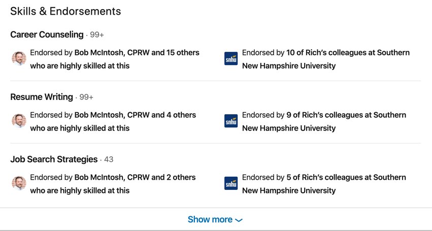 skills and endorsements on LinkedIn