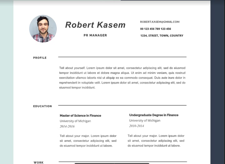 google docs resume sample