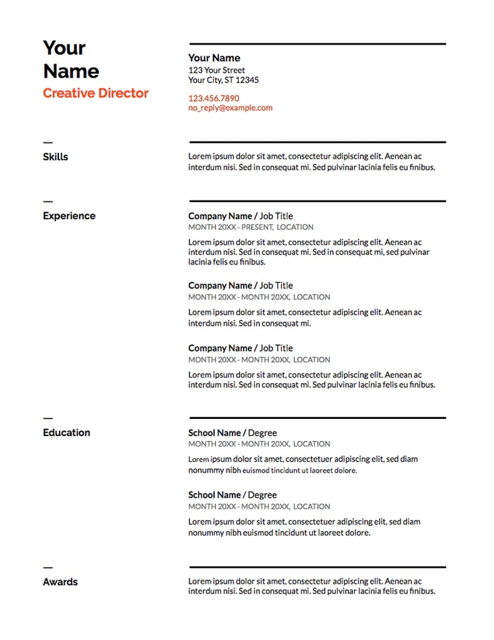 in swiss resume template for google docs